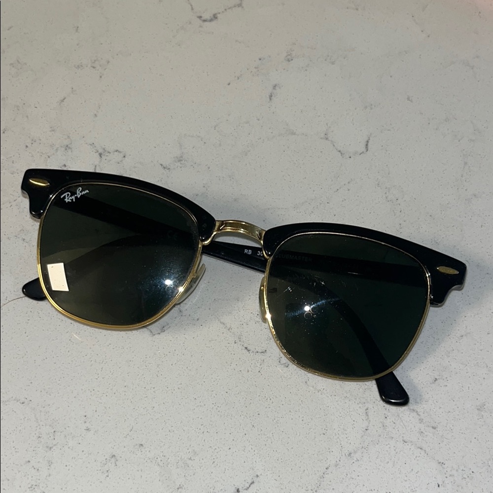 Ray-Ban Black and Gold Clubmaster Sunglasses